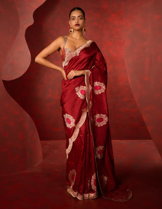 Ekaya Red Gold Motifs Sari available on indiaspopup