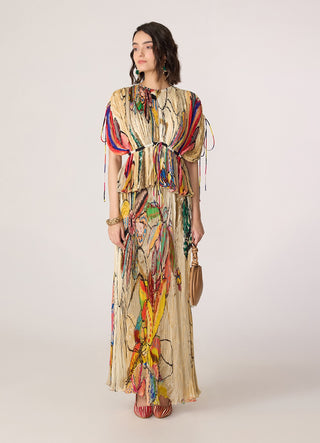 Monica multicolor blouse with Monica skirt