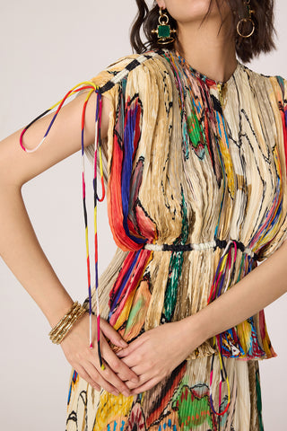 Monica multicolor blouse with Monica skirt
