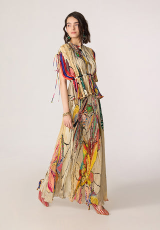 Monica multicolor blouse with Monica skirt