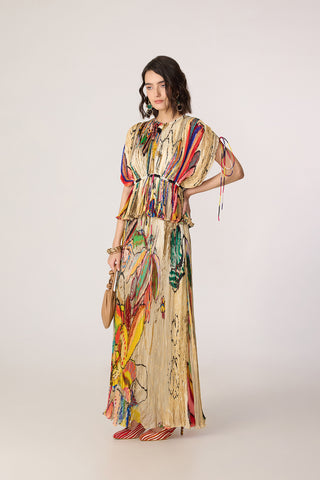 Monica multicolor blouse with Monica skirt