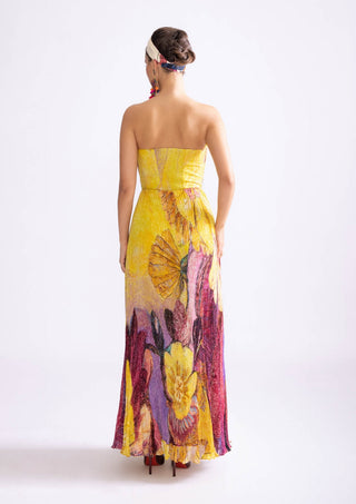 Ingrid Yellow Purple Maxi Dress by Saaksha & Kinni, available on Indiaspopup.com