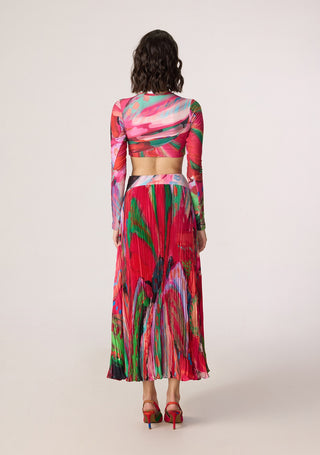 Zavi pink multicolor blouse with Zora skirt