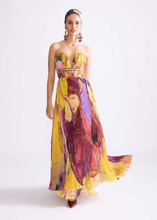 Ingrid Yellow Purple Maxi Dress by Saaksha & Kinni, available on Indiaspopup.com