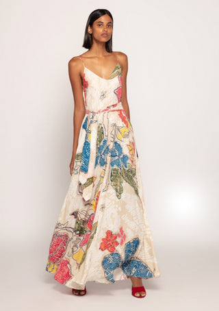 Saaksha & Kinni-Ivory Bandhani Print Dress-INDIASPOPUP.COM
