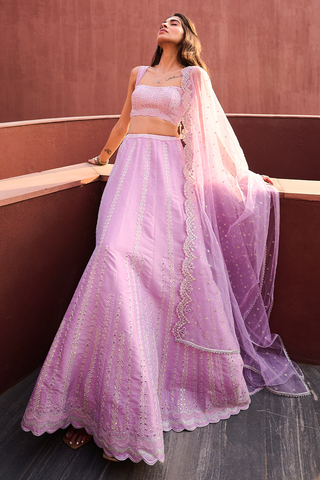 Riya Lavender Lehenga Set by Chamee And Palak, available on Indiaspopup.com