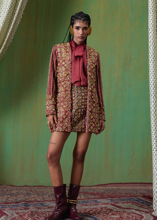 Rekha embroidered blazer with mini skirt set