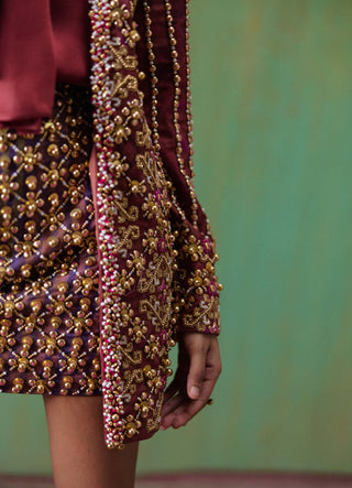 Rekha embroidered blazer with mini skirt set