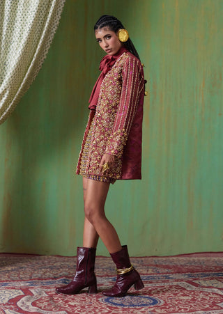 Rekha embroidered blazer with mini skirt set