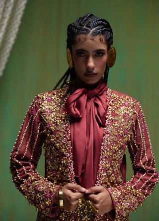 Rekha embroidered blazer with mini skirt set