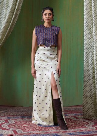 Inayat embellished crop top with gaji silk skirt