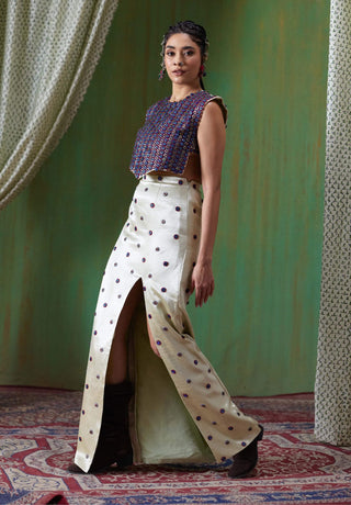 Inayat embellished crop top with gaji silk skirt