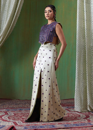 Inayat embellished crop top with gaji silk skirt