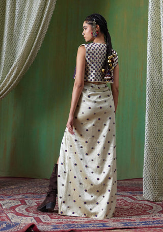 Inayat embellished crop top with gaji silk skirt