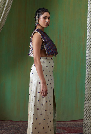 Inayat embellished crop top with gaji silk skirt