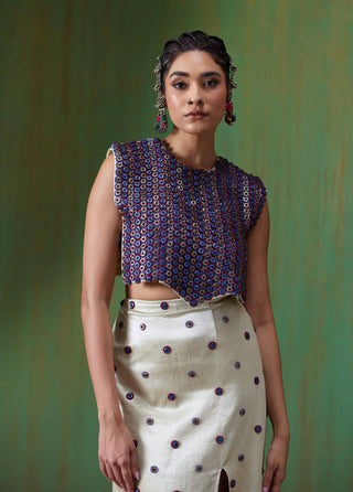 Inayat embellished crop top with gaji silk skirt