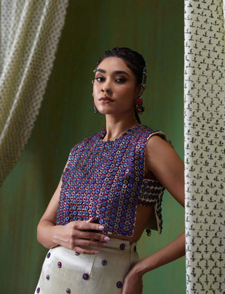Inayat embellished crop top with gaji silk skirt