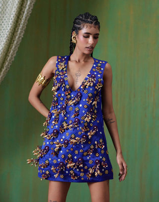 Adaa embellished mini dress with tassel detailing