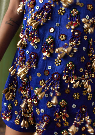 Adaa embellished mini dress with tassel detailing