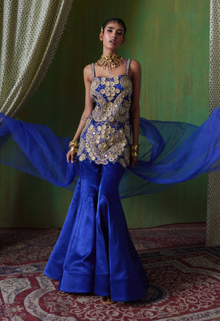 Roohani mirror work embroidered top with flared pants