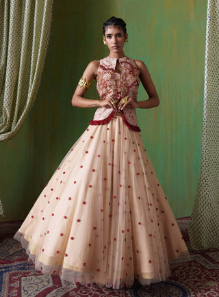 Phoolkari embellished bodice with skirt