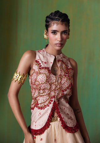 Phoolkari embellished bodice with skirt