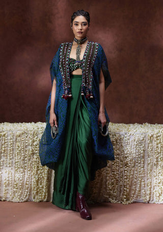 Zoya embellished bustier, overlay and skirt set