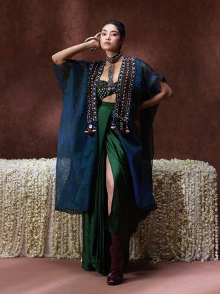 Zoya embellished bustier, overlay and skirt set