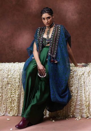 Zoya embellished bustier, overlay and skirt set