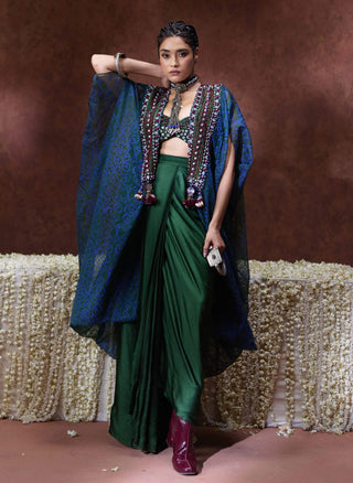 Zoya embellished bustier, overlay and skirt set