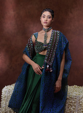 Zoya embellished bustier, overlay and skirt set