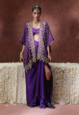 Nagma embroidered cape and draped set