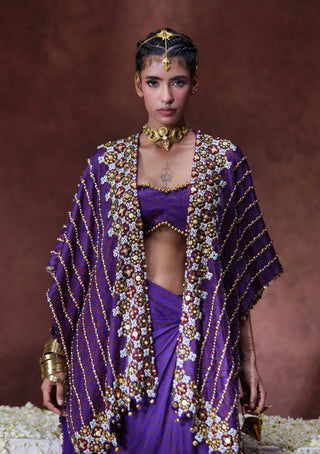 Nagma embroidered cape and draped set