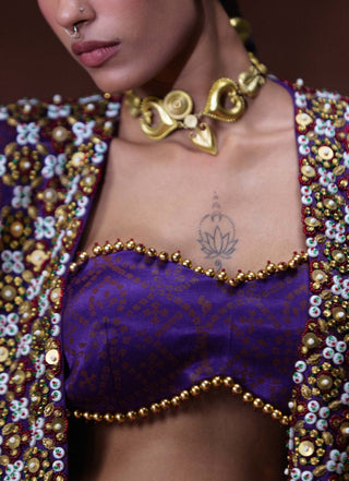Nagma embroidered cape and draped set