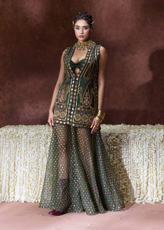 Kaashi embellished jacket and sheer pants