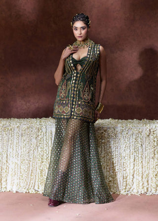 Kaashi embellished jacket and sheer pants