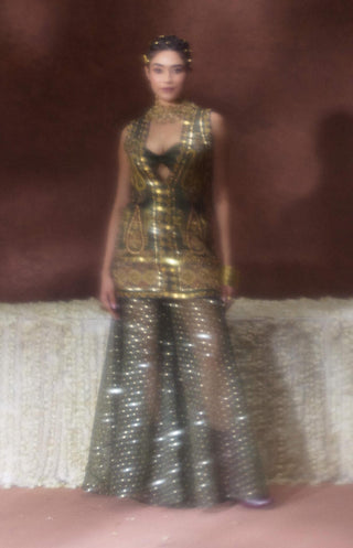 Kaashi embellished jacket and sheer pants