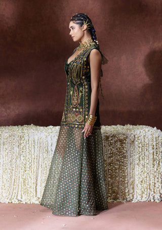 Kaashi embellished jacket and sheer pants