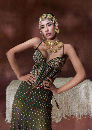 Zeenat embellished corset and skirt