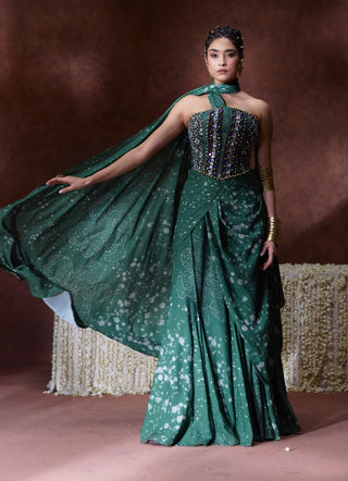 Rehana embroidered draped sari with corset blouse