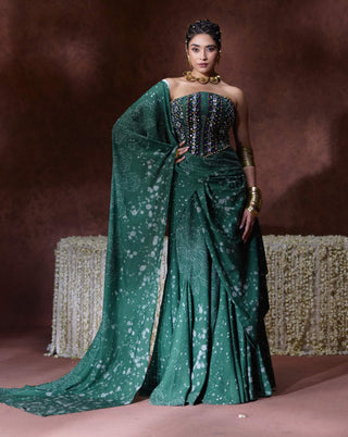 Rehana embroidered draped sari with corset blouse