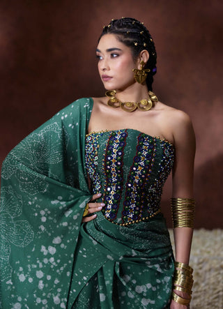 Rehana embroidered draped sari with corset blouse