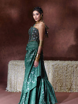 Rehana embroidered draped sari with corset blouse