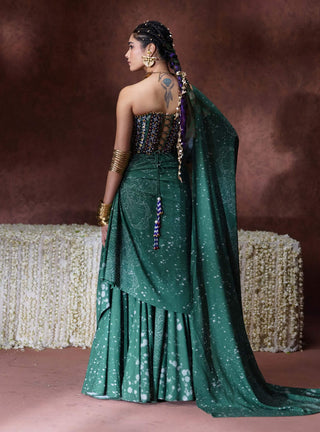 Rehana embroidered draped sari with corset blouse
