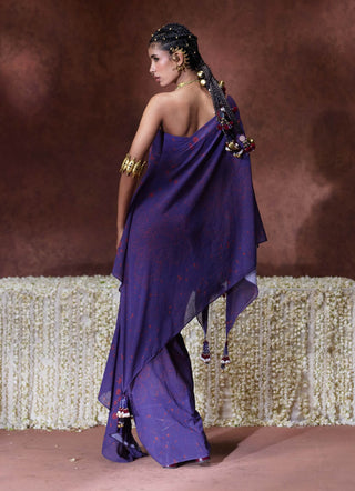 Afreen one-shoulder drape set with bustier and skirt