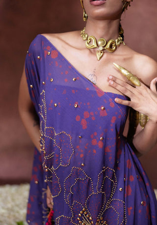 Afreen one-shoulder drape set with bustier and skirt