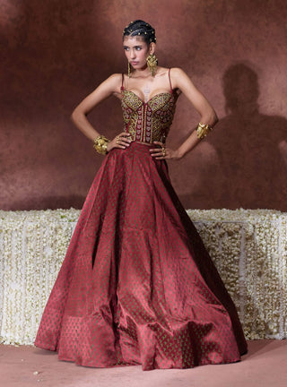 Mehnaaz embroidered corset blouse with flared skirt