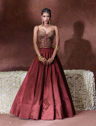 Mehnaaz embroidered corset blouse with flared skirt