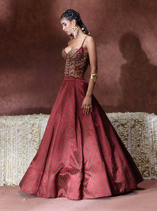 Mehnaaz embroidered corset blouse with flared skirt