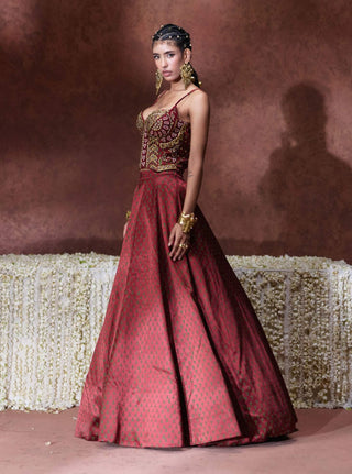 Mehnaaz embroidered corset blouse with flared skirt